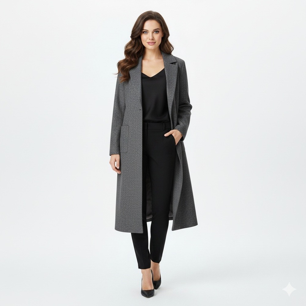 H&M Coat Womens 2 Gray Minimalist Structured Timeless‎ Longline Modern Layering